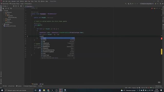 Как сгенерировать пирамиду в Unity с помощью скрипта? смотреть онлайн