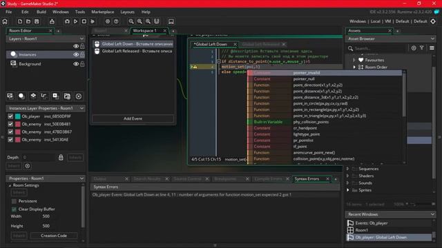 GameMaker Studio - Урок #14： Движение за мышкой (Обучение для нов