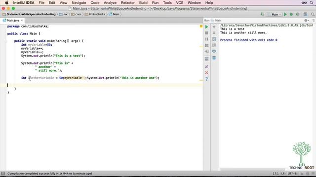 Java top Course : Statements Whitespace and Intentation Code Organization(Part-14) смотреть онлайн