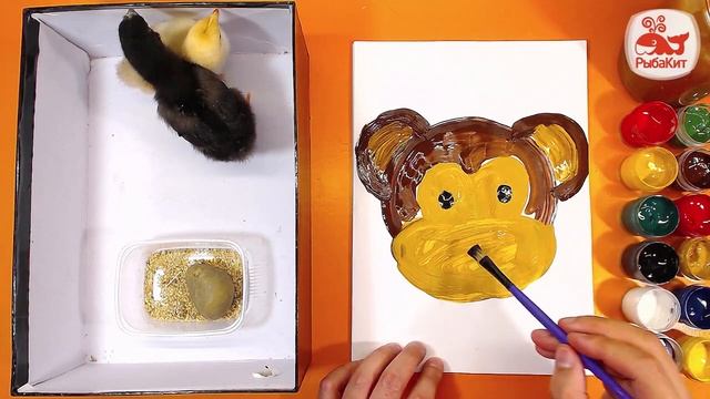 Как нарисовать ОБЕЗЬЯНКУ с ЦЫПЛЯТАМИ / Уроки рисования для детей от РыбаКит смотреть онлайн
