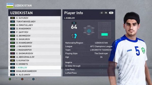 PES 2021 Smokepatch| Uzbekistan National Team Lineup| White Wolves