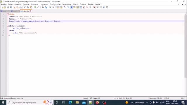 PHP Módulo 2: Aula #20 - preg_match смотреть онлайн