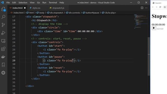 How to create a Stopwatch with Vanilla JavaScript, HTML, CSS смотреть онлайн