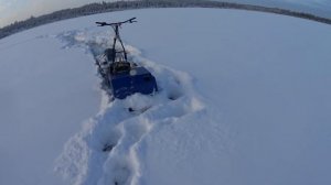 Мотособака "Лидер -3Т 15л.с.". Выезд на озеро, пухляк, наледь.