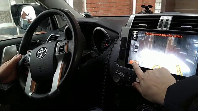 Toyota Prado 2014+ оригинальная система кругового обзора на Android магнитоле. смотреть онлайн