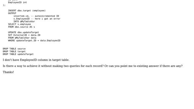 Update records based on inserted IDs and another non source column in SQL смотреть онлайн
