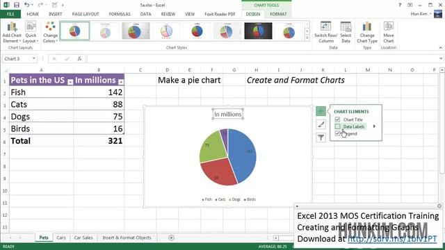 Excel 2013 Tutorial - MOS Certification Training (Create and Format Charts) Part 1 смотреть онлайн