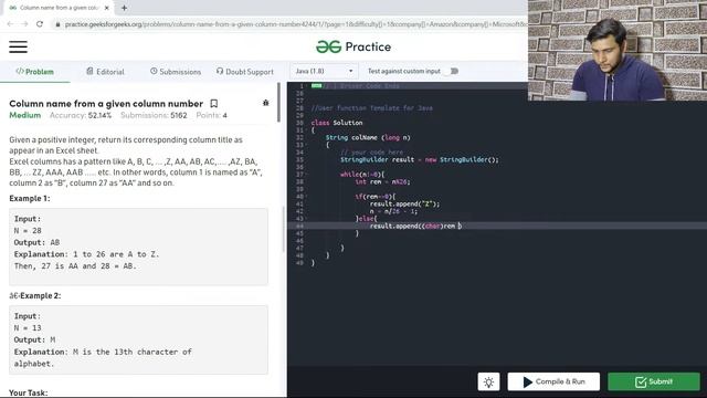 Day 15 | Column name from a given column number | @amazon | @paytm | @Microsoft | @GeeksforGeeksVi смотреть онлайн