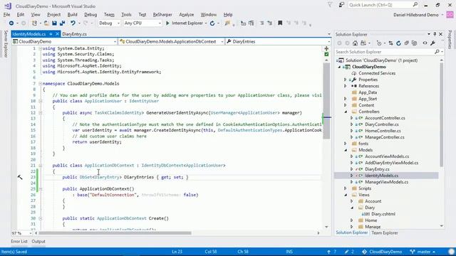 Cloud Diary Tutorial 07 - Store diary entries in database with Entity Framework смотреть онлайн