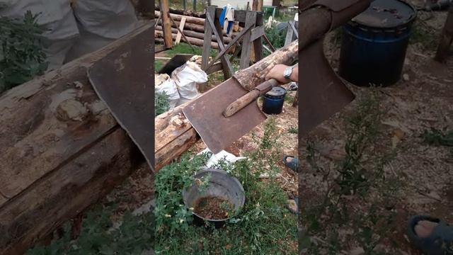 ошкуривание бревна лёгкий способ смотреть онлайн