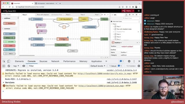Detaching nodes - developing node-red stream - 10th January 2022 смотреть онлайн