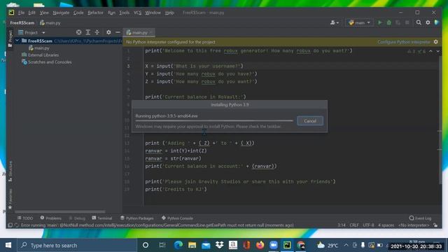 FREE ROBUX SCAM PYTHON CODE смотреть онлайн