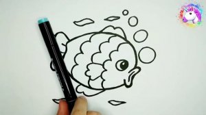 Как нарисовать рыбку. Простые уроки рисования для детей.