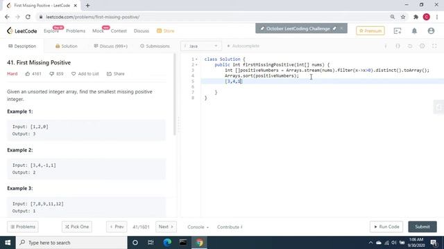 Leetcode | 41. First Missing Positive | Java смотреть онлайн