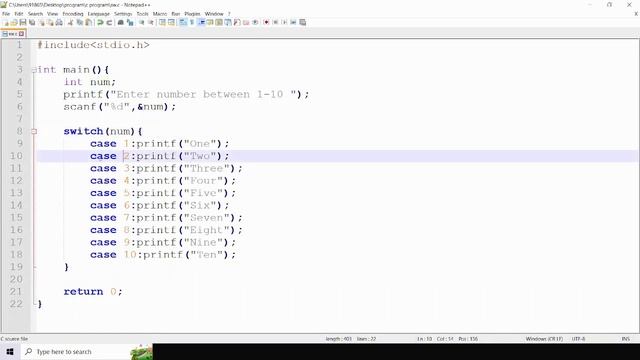 switch case in c смотреть онлайн
