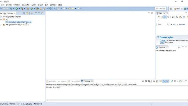 Step by step - HelloWorld Java Program смотреть онлайн