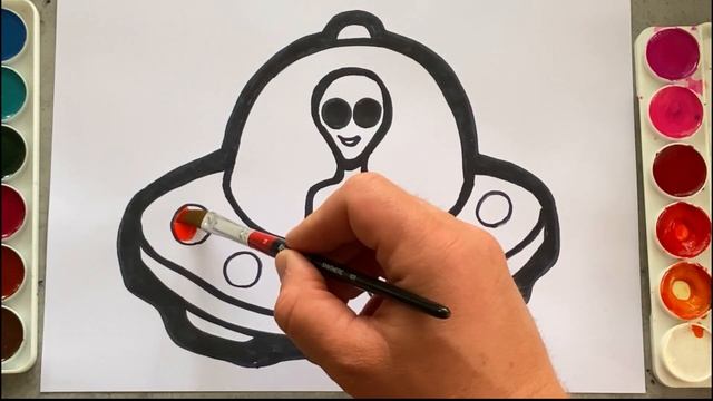 How to Draw Green Alien in UFO For Children смотреть онлайн