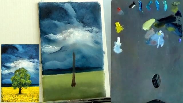 Небо после грозы. Как писать дерево и облака не только кистью. Зарисовки с Татьяной Букреевой. смотреть онлайн
