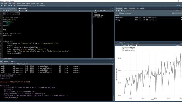 esquisse: ggplot2 builder with Tableau Drag-and-Drop Interface смотреть онлайн
