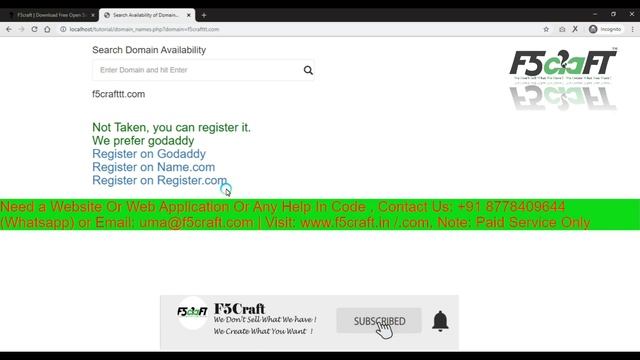 Domain Availability Checker In PHP | Free Projects | Tamil | F5Craft - Web Development Company смотреть онлайн