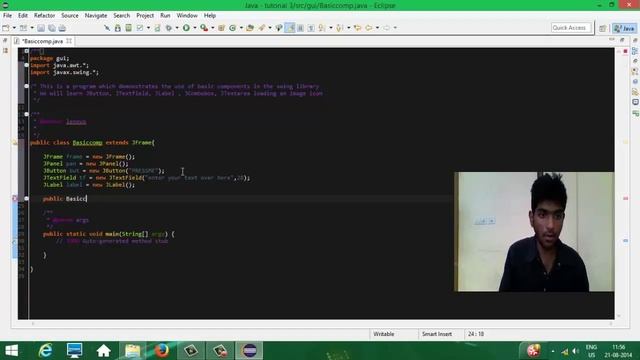 JAVA Tutorial : Swing Basic #0 - Button, Text field, Label. смотреть онлайн