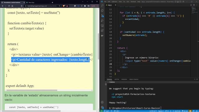 React Curso: 50 Gestionar el Estado de un Control textarea de HTML a través de un Hook de Estado смотреть онлайн
