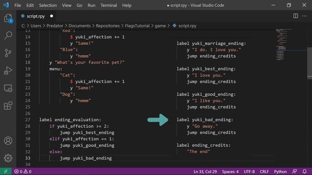 RenPy Tutorial using Flags | Deciding the ending in a Ren'Py Game смотреть онлайн