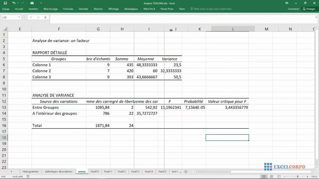 58 Comment réaliser une ANOVA (analyse de variance) à facteur unique dans Excel. смотреть онлайн