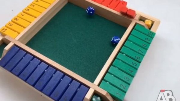 Deluxe Four Sided 10 Numbers Shut The Box Board Game Set Wooden Flaps