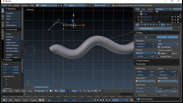 Blender Tentacle Tutorial Curve Bevel Taper смотреть онлайн