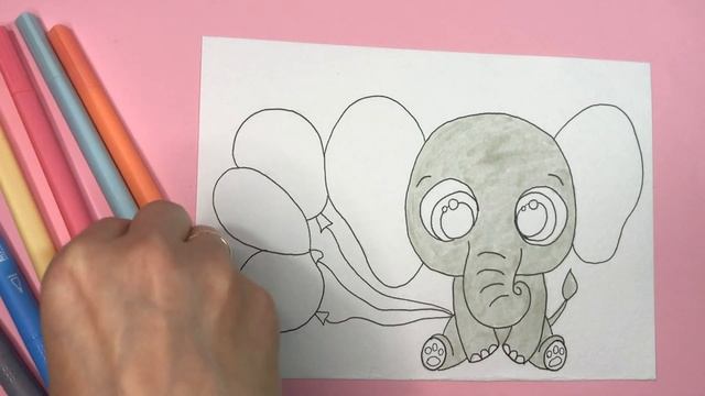 Как нарисовать слонёнка / Простые рисунки - Слоник / Рисунок маркерами / draw for beginners смотреть онлайн