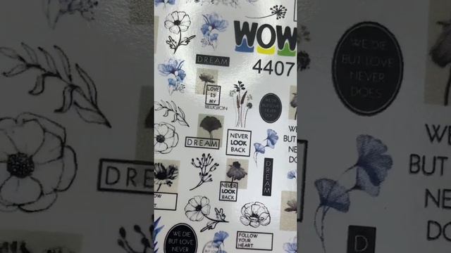 Слайдер для ногтей. Надписи/Цветочки/Слайдер водный/Листочки 4407