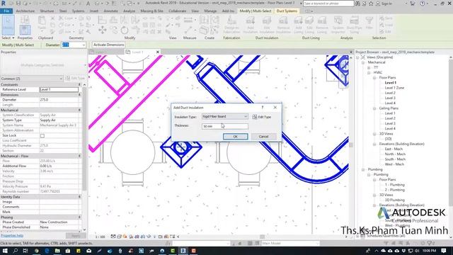 Hướng dẫn sử dụng Revit MEP 2019 | Bài 31: Bố trí hệ thống cách nhiệt cho đường ống смотреть онлайн