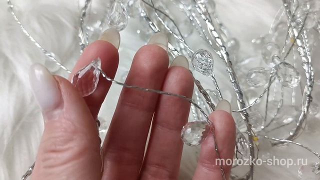 Светодиодная гирлянда СВЕРКАЮЩИЕ ХРУСТАЛИКИ, 1.5 м, 18 холодных белых микро LED, батарейки 183-980 смотреть онлайн