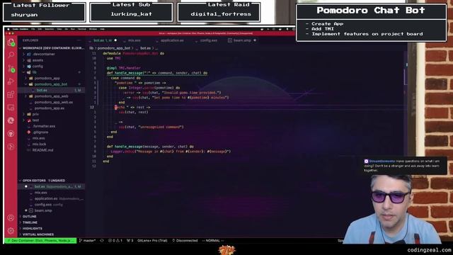 Creating a Pomodoro Chat Bot in Elixir Phoenix | Learn with me! смотреть онлайн