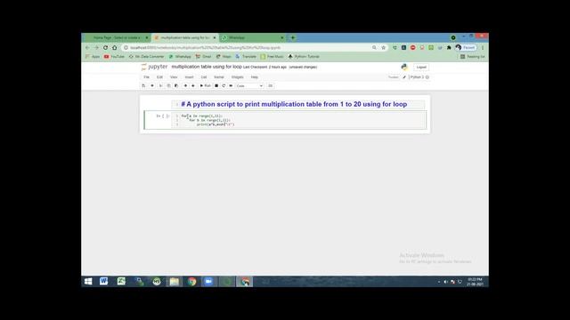 Multiplication Table using for loop in python смотреть онлайн