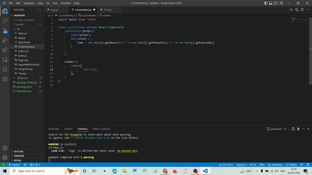 Refresh Browser DOM every second to refresh the time in a react App : react Tutorial # 6 смотреть онлайн