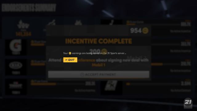 NBA 2K21 vc balance stuck and the same after 5 games and endorsement payment won't go through смотреть онлайн