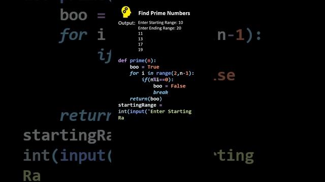 print prime numbers in a given range in #python смотреть онлайн