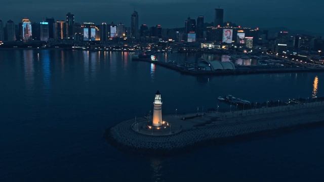 Qingdao,Shandong ,China,The Beauty of Aerial photography Night View смотреть онлайн