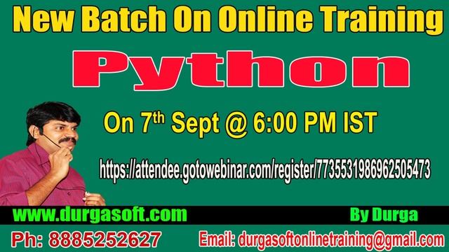 Python Online Training On 7th Sept @ 6:00 PM IST by Durga sir смотреть онлайн