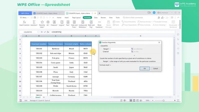 [WPS Academy] 1.2.9 Excel: COUNTIFS function count data of multiple criteria смотреть онлайн