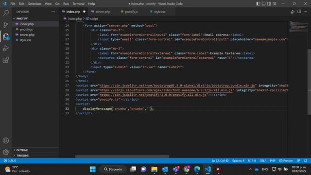 Notificación de procesos ejecutados PHP(PNOTIFY, JQUERY, BOOTSTRAP, FONT-AWESOME ICON) смотреть онлайн