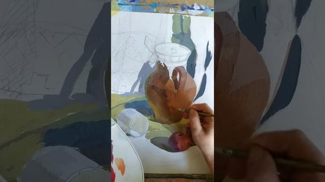 Простой натюрморт, гуашь.Часть 4. смотреть онлайн