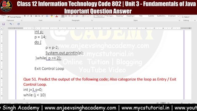 6 More Loop in Java Based Question Answer | Class 12 IT 802 | Unit 3 Java Question Answer смотреть онлайн