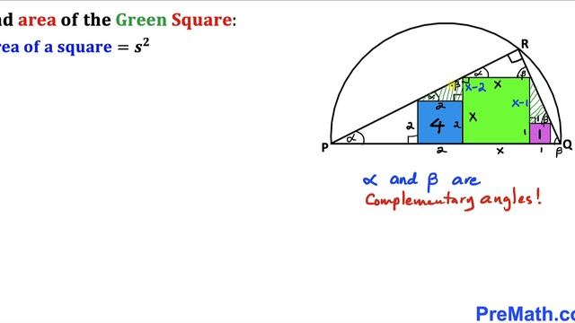 Find area of the Green Square | 3 squares in a triangle and semicircle | Important skills explained смотреть онлайн