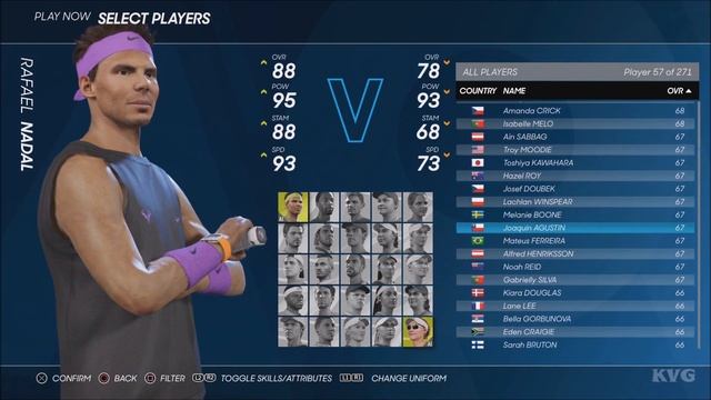 AO Tennis 2 - All Players | List (PS4 HD) [1080p60FPS]