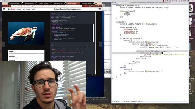React Native camera app with draggable brightness saturation смотреть онлайн