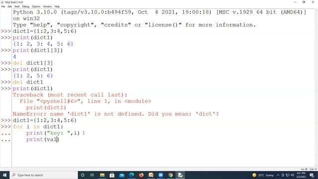 Dictionary in python, for loop in dictionary , accessing element by using for loop смотреть онлайн