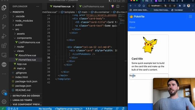 ⚡ #9 Como criar componente Vue.js e utilizar v-for integrado - Projeto PokeVite смотреть онлайн